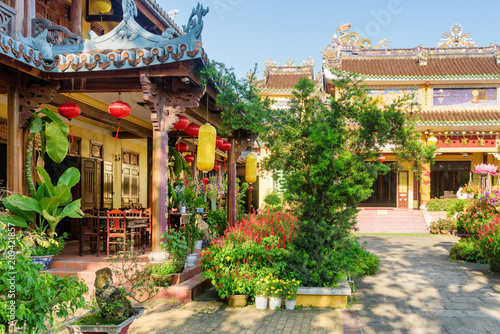 Amazing cafe in beautiful garden of Phap Bao Temple, Hoian