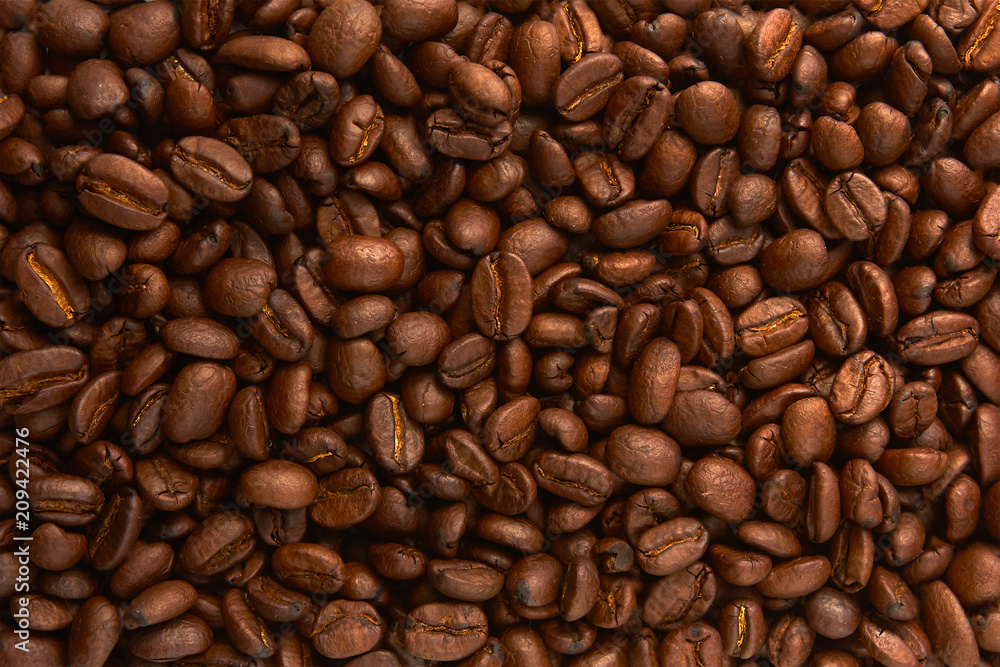 Brown coffee background flat. Оne coffee bean in the middle.. Brown coffee background flat. Оne coffee bean in the middle..