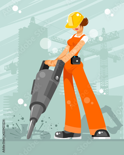 Woman builder in the construction