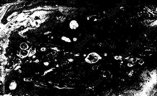 Black and white liquid texture. Hand drawn marbling illustration. Abstract vector background. Monochrome marble pattern.