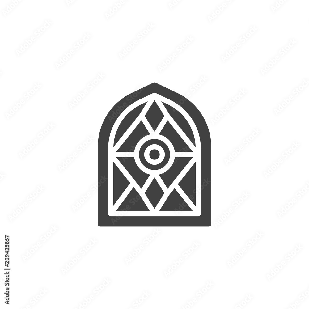 Stained glass window vector icon. filled flat sign for mobile concept and web design. Vintage window frame simple solid icon. Symbol, logo illustration. Pixel perfect vector graphics Stained glass window vector icon. filled flat sign for mobile concept and web design. Vintage window frame simple solid icon. Symbol, logo illustration. Pixel perfect vector graphics