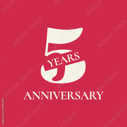 5 years anniversary vector icon, logo