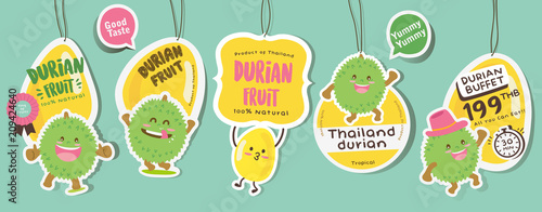 Cute Durian Vector 7 / Cute Durian Vector Packaging Design labels / Mascot Vector Design