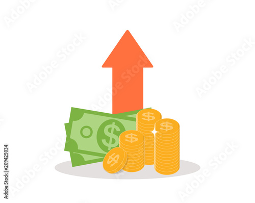 Income increase, financial strategy, Gold Coins  Icon Sign Business Finance M...