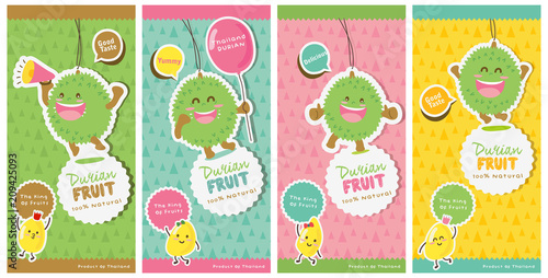 Cute Durian Vector 9 / Durian Tag labels