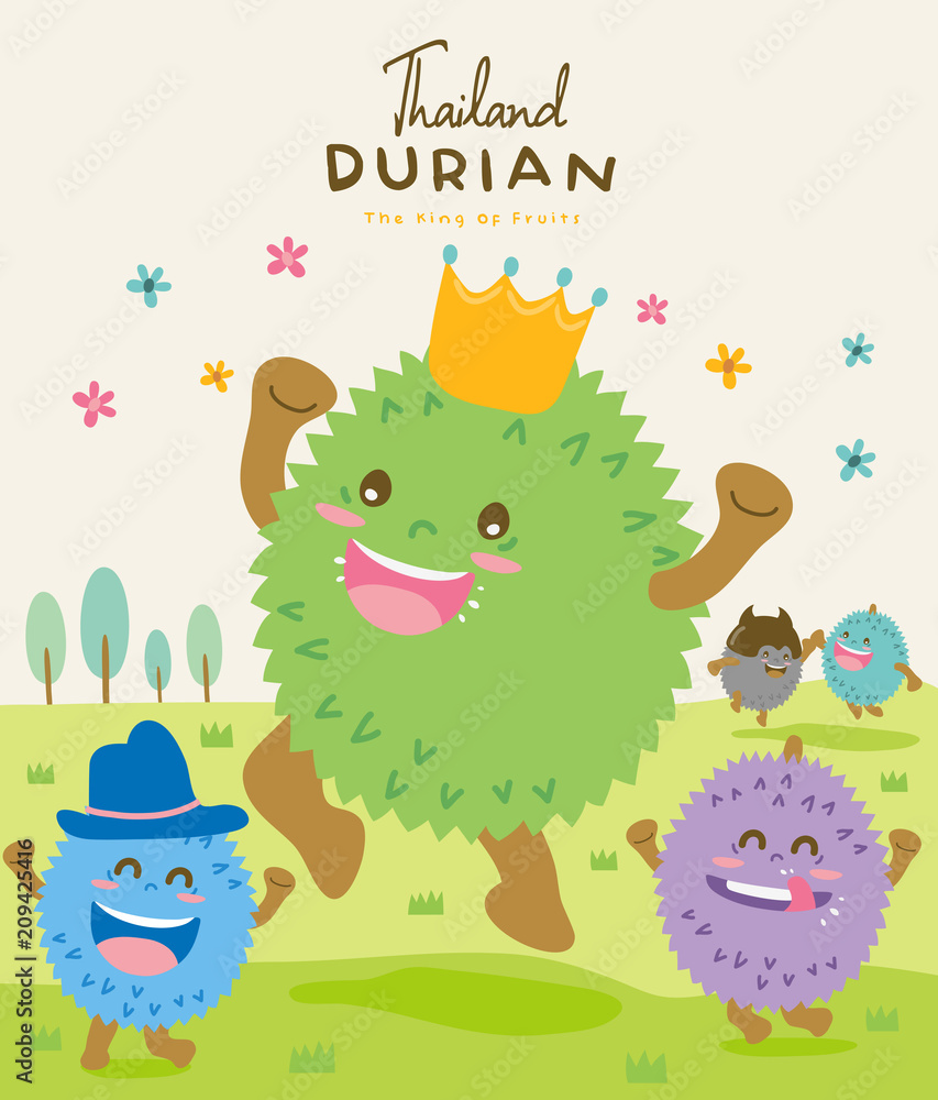 Fototapeta premium Cute Durian Vector illustration 2