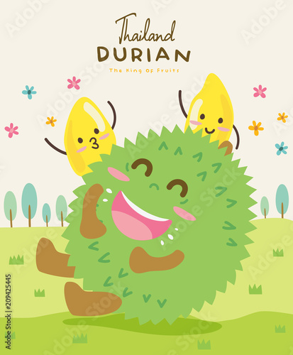 Cute Durian Vector illustration 2