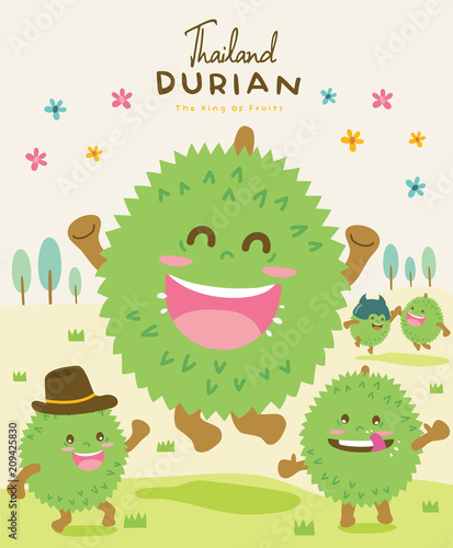 Cute Durian Vector illustration