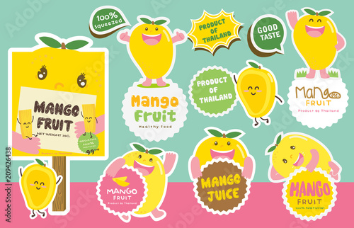 Cute Mango Vector / Mascot Vector