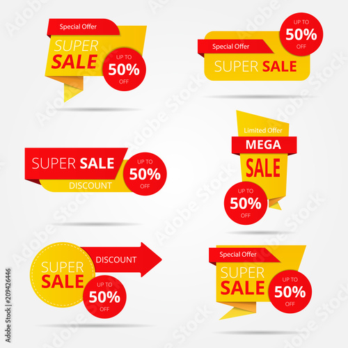 Set of sale banner collection, discount tag, special offer banner. Vector illustration
