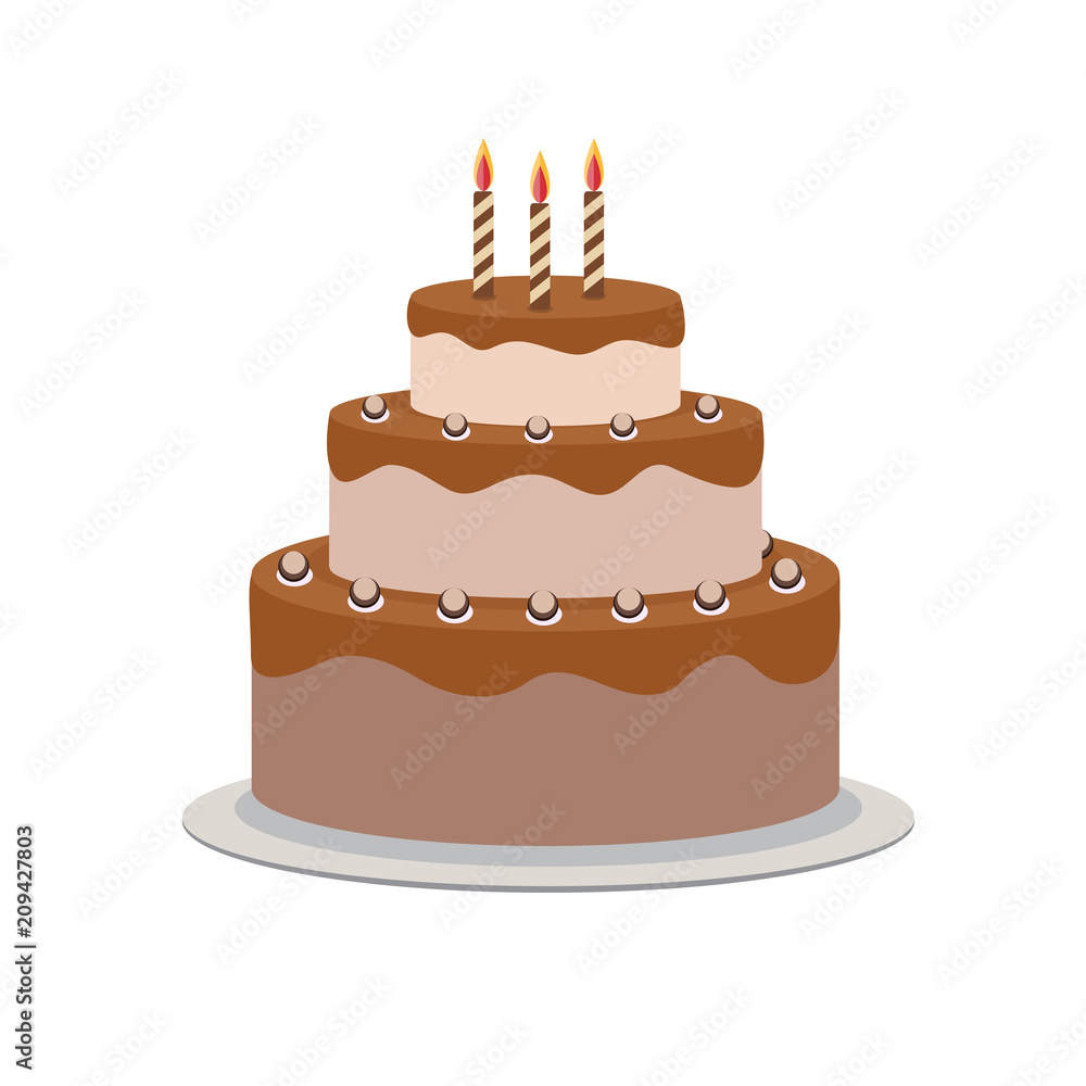 Birthday Cake Flat Icon for Your Design, Vector Illustration Birthday Cake Flat Icon for Your Design, Vector Illustration