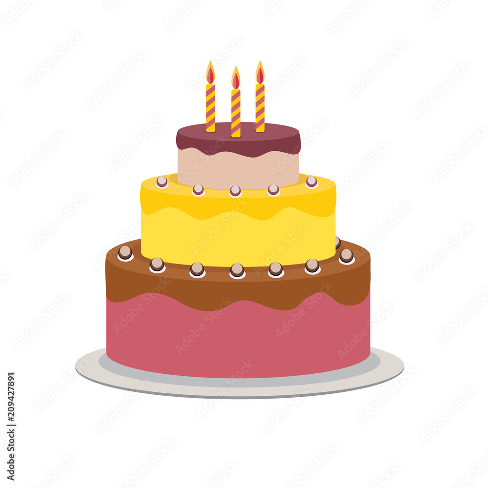 Birthday Cake Flat Icon for Your Design, Vector Illustration Birthday Cake Flat Icon for Your Design, Vector Illustration