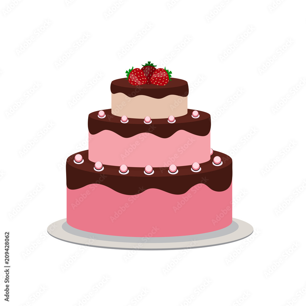 Birthday Cake Flat Icon for Your Design, Vector Illustration Birthday Cake Flat Icon for Your Design, Vector Illustration