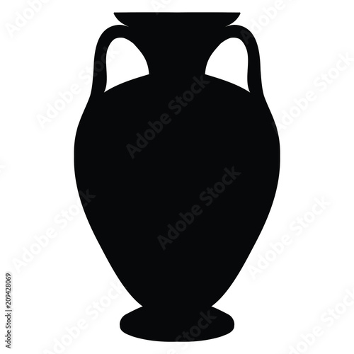 A black and white silhouette of an ancient greek vase