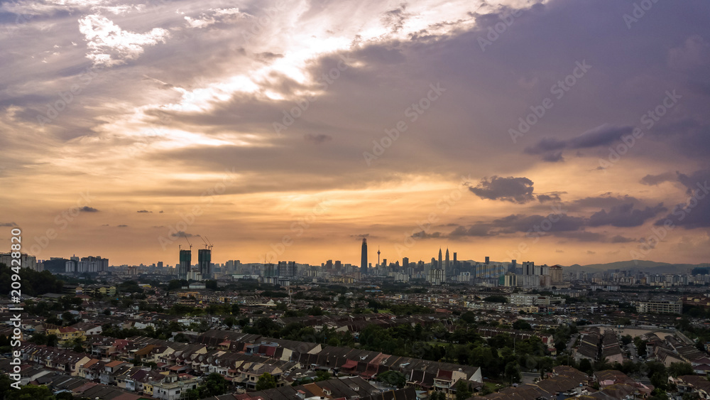 Beautiful sunset view in Kuala Lumpur, Malaysia.