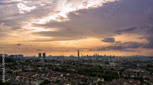 Beautiful sunset view in Kuala Lumpur, Malaysia. © gracethang