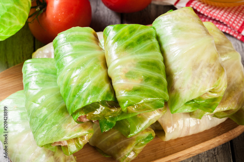 Stuffed cabbage prepared for cooking