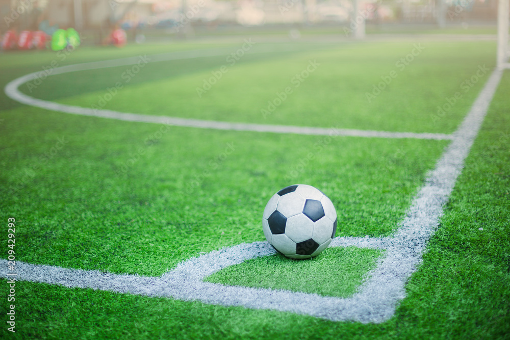 Ball on corner of football field Ball on corner of football field