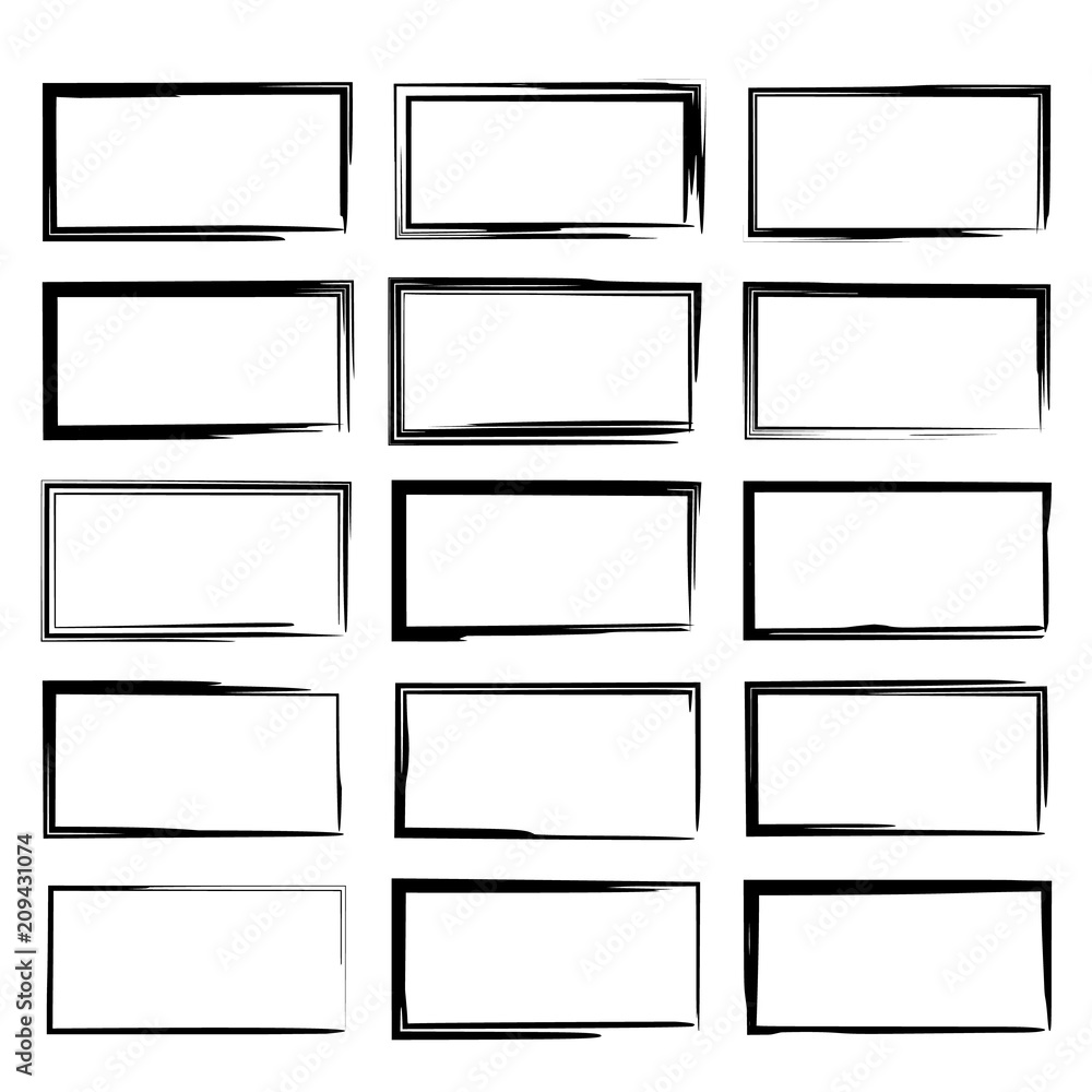Set of black empy grunge frames.  Vector illustration.