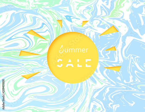 Summer Sale card. Banner with decoration. Vector illustration.