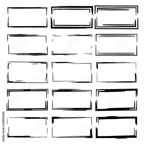 Set of black empy grunge frames.  Vector illustration.