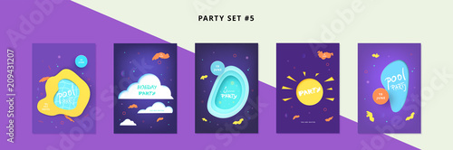 Set of Party vertical dark banners. Vector illustration.