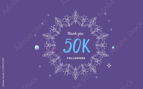 50K followers thank you post for social media. Vector illustration.