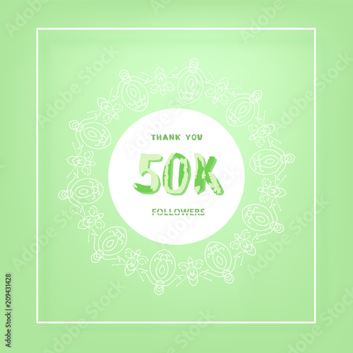 50K followers thank you post for social media. Vector illustration.