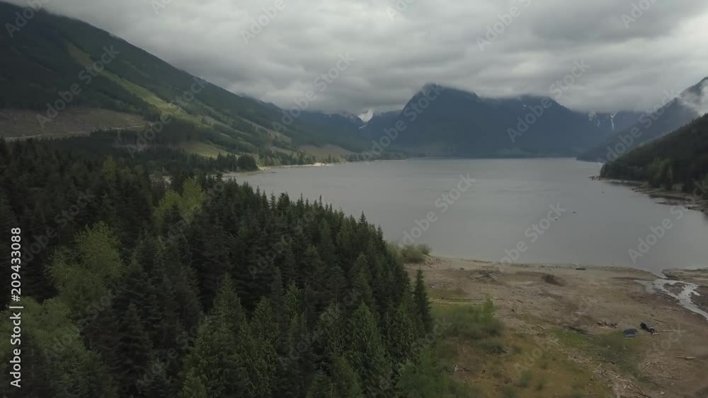 Aerial view of Jones Lake during a cloudy day. Taken near Hope and Chilliwack, East of Vancouver, BC, Canada. Aerial view of Jones Lake during a cloudy day. Taken near Hope and Chilliwack, East of Vancouver, BC, Canada.
