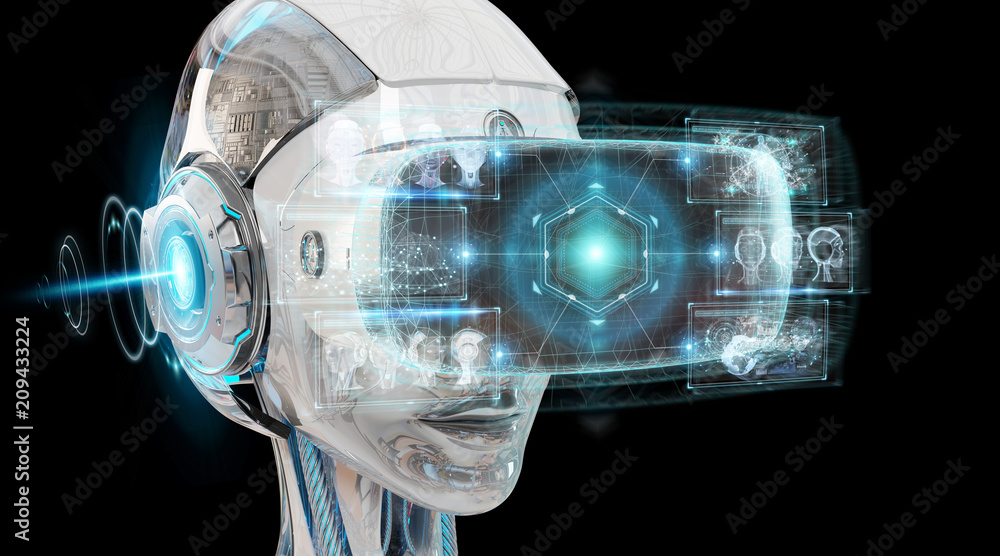 Virtual reality and artificial intelligence illustration 3D rendering