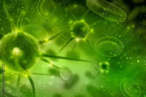 3d rendering Virus bacteria cells background  