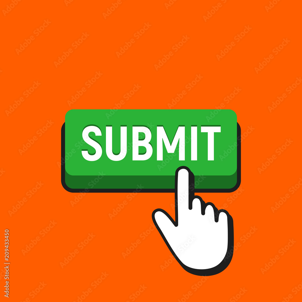 Hand Mouse Cursor Clicks the Submit Button. Hand Mouse Cursor Clicks the Submit Button.