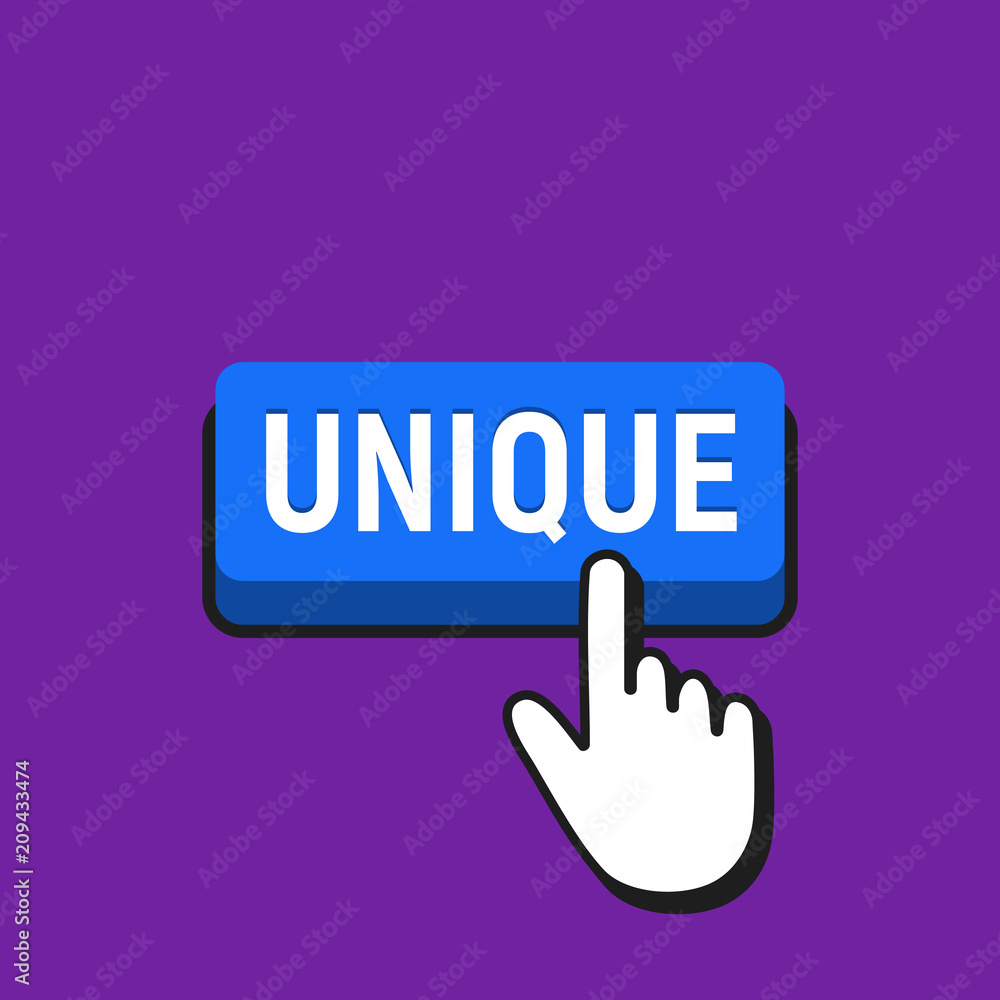 Hand Mouse Cursor Clicks the Unique Button. Hand Mouse Cursor Clicks the Unique Button.