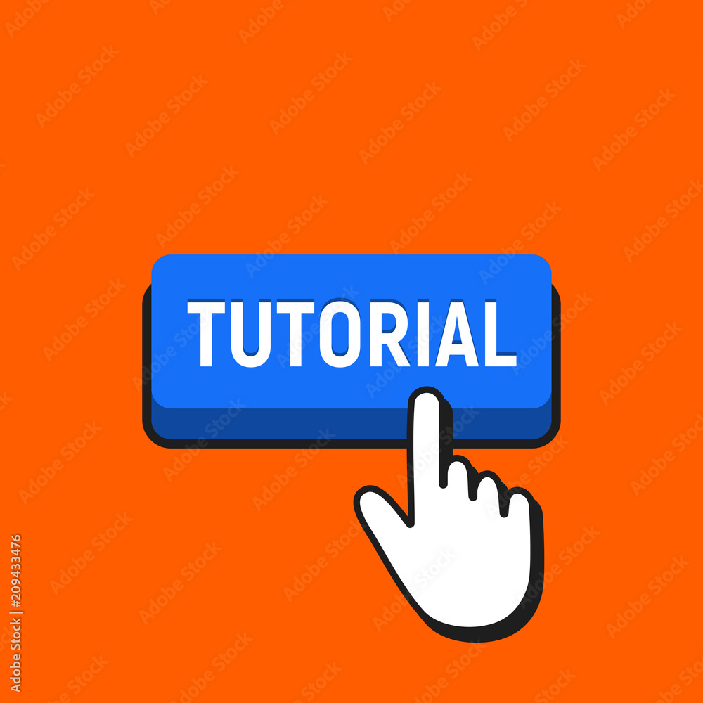 Hand Mouse Cursor Clicks the Tutorial Button. Hand Mouse Cursor Clicks the Tutorial Button.