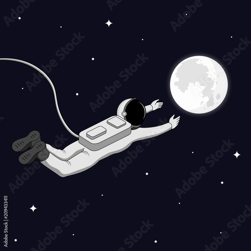 Astronaut in Space. Reach the Moon and Space Exploration Concept.