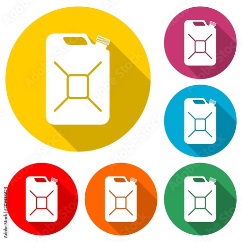 Jerrycan fuel icon, color icon with long shadow