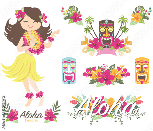 Aloha Flower Hawaiian Girl Tiki God
