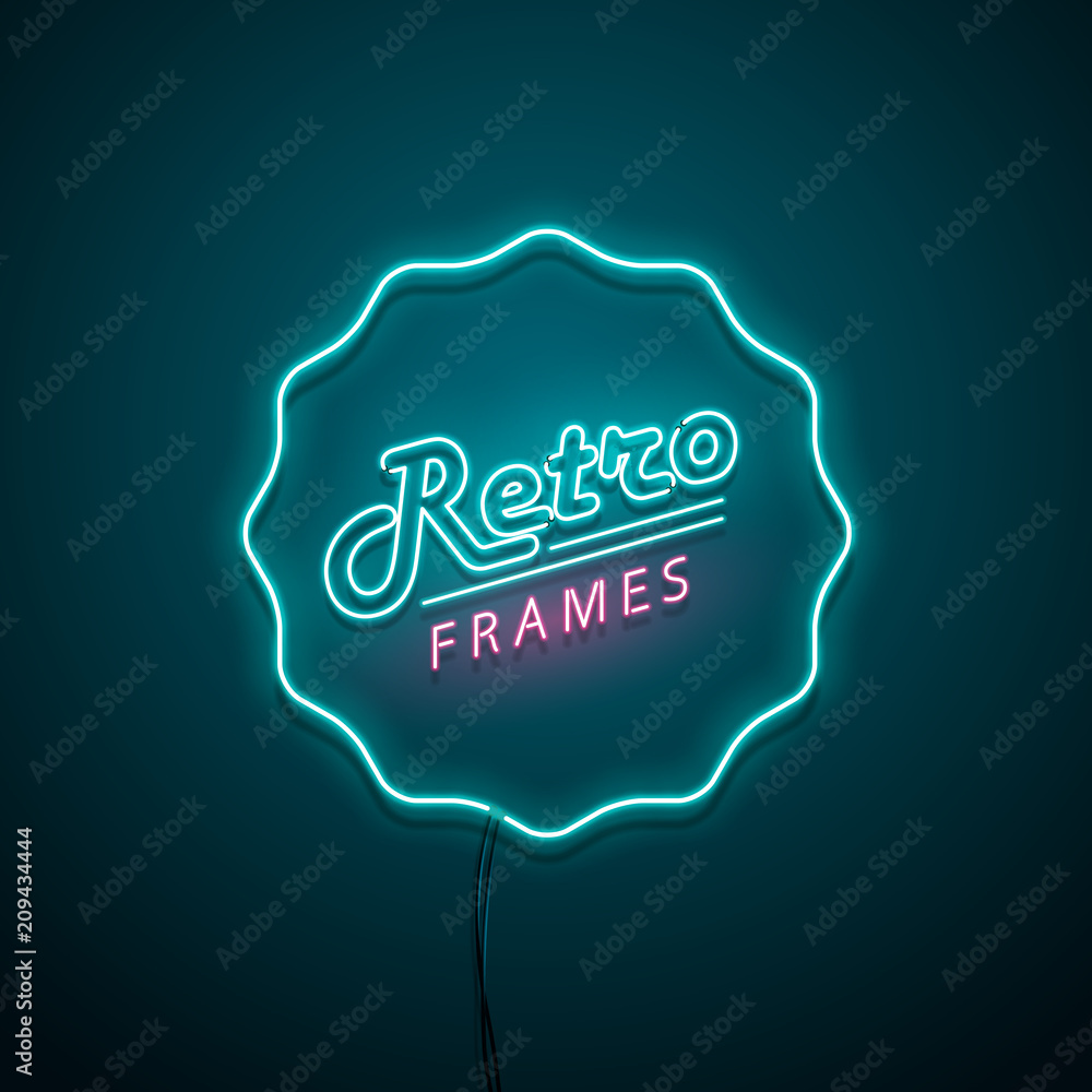 Retro frame neon sign. Vector illustration. Retro frame neon sign. Vector illustration.