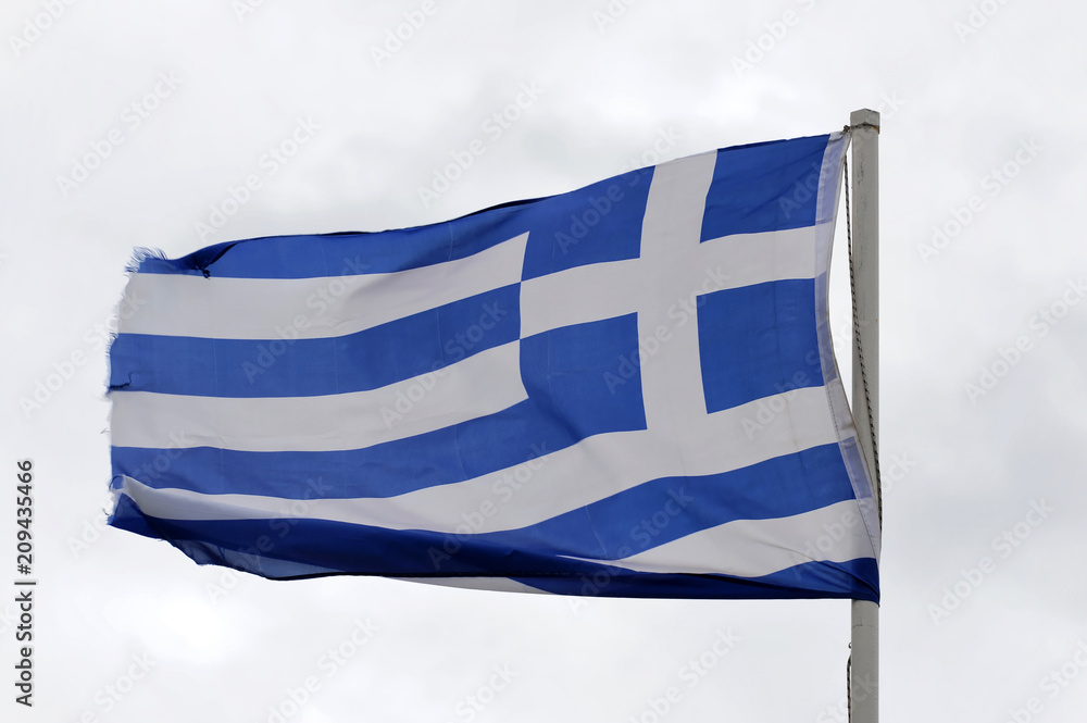 Griechische Flagge, Kreta, Griechenland, Europa Stock Photo