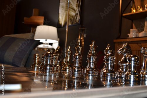 Beautiful chess in a luxury interior.