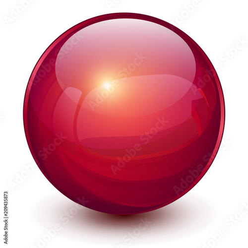 Red sphere, 3D vector ball.