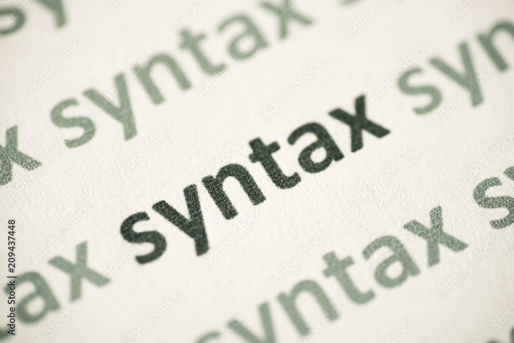 word syntax printed on paper macro - obrazy, fototapety, plakaty 
