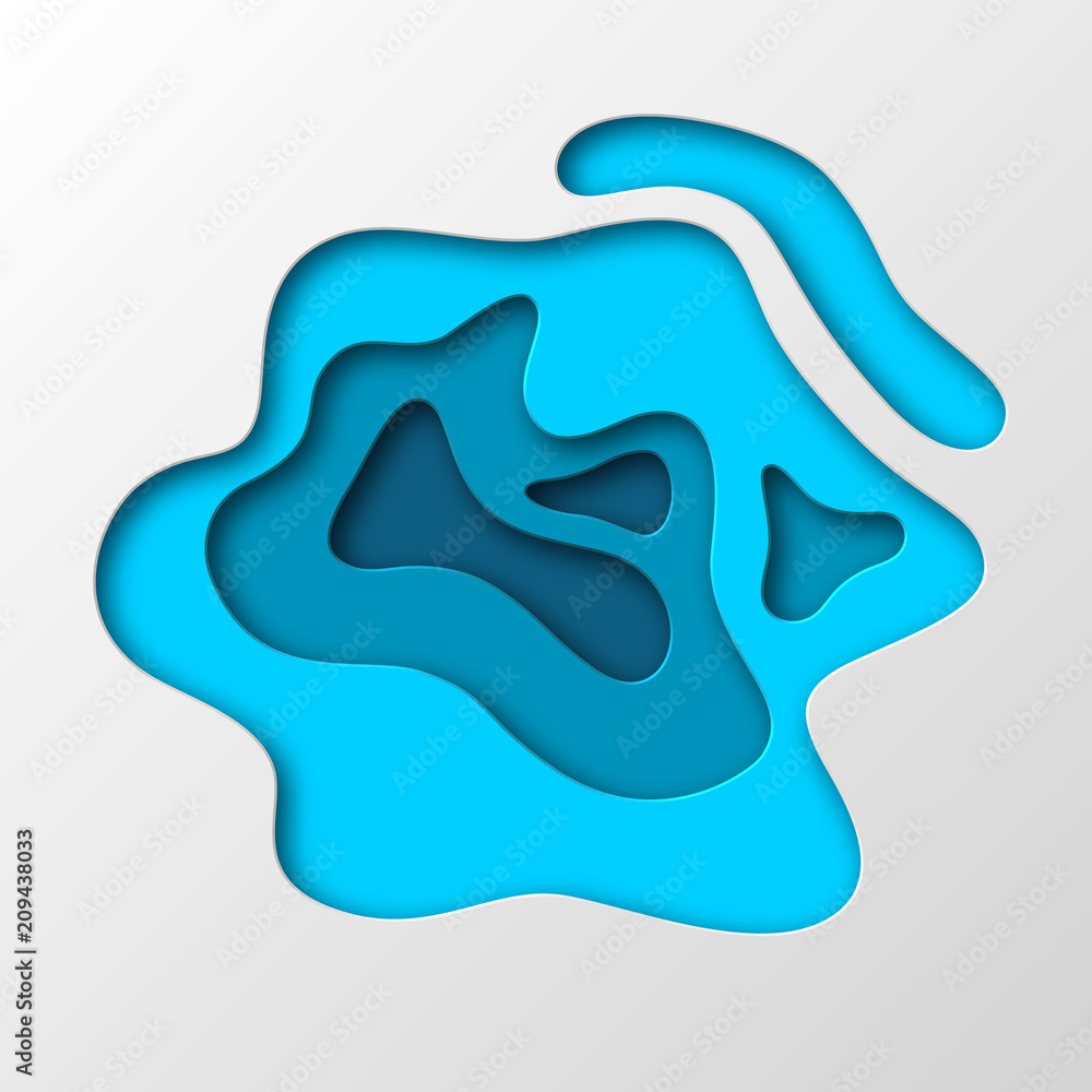 3d paper cut style background. Shapes with shadow in white and different blue tones. Papercraft layered art. Design for decoration, business presentation, posters, flyers, prints. Vector illustration. 3d paper cut style background. Shapes with shadow in white and different blue tones. Papercraft layered art. Design for decoration, business presentation, posters, flyers, prints. Vector illustration.