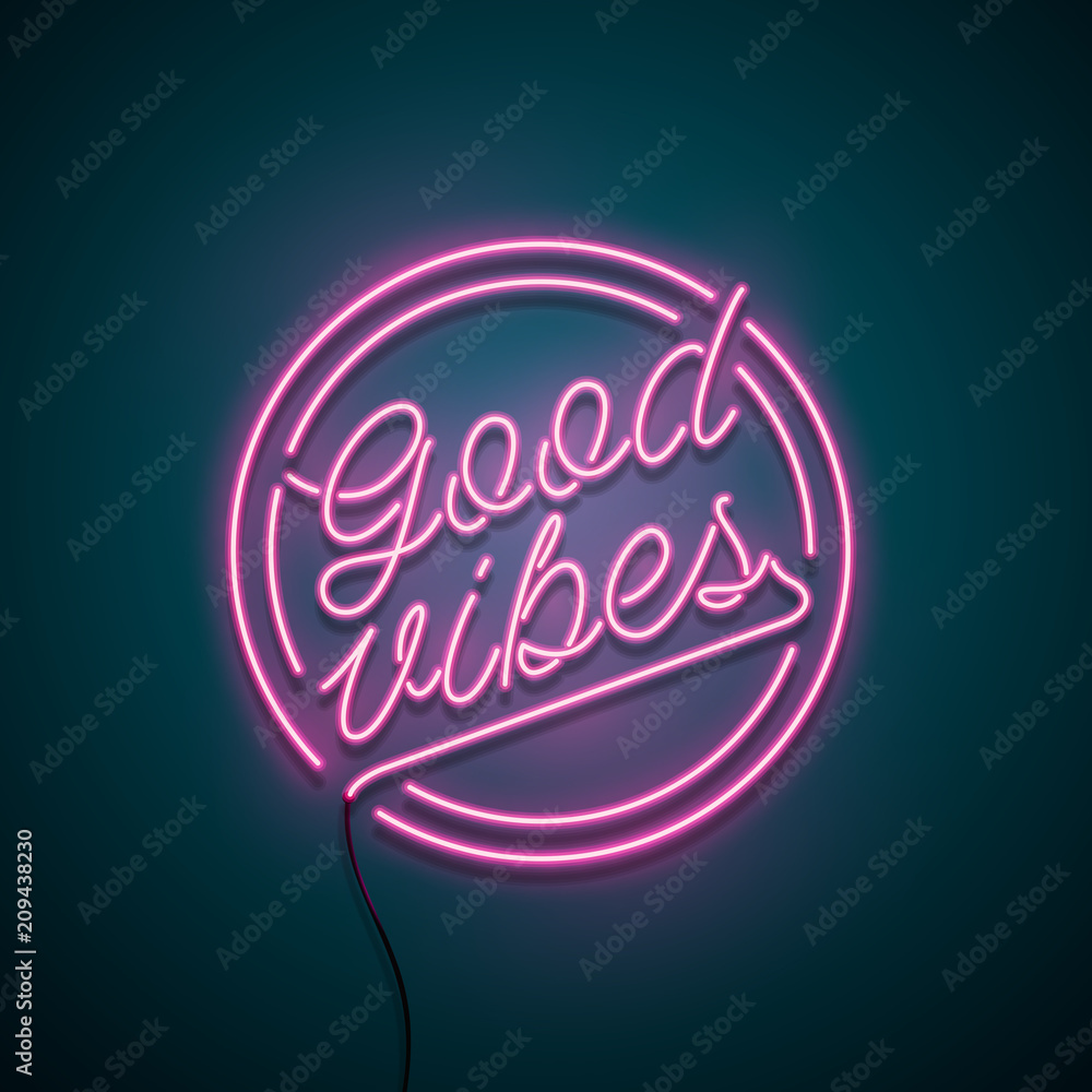 Neon Sign Good Vibes Only Stock Illustration - Download Image Now