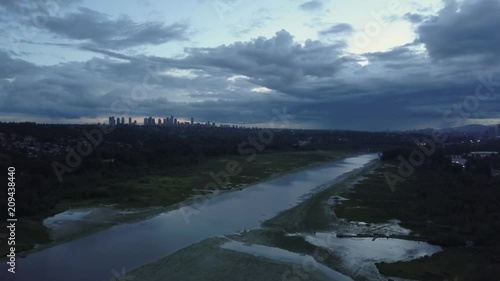 Wallpaper Mural Aerial view of Burnaby Lake during a striking cloudy sunset during summer time. Taken in Vancouver, BC, Canada. Torontodigital.ca