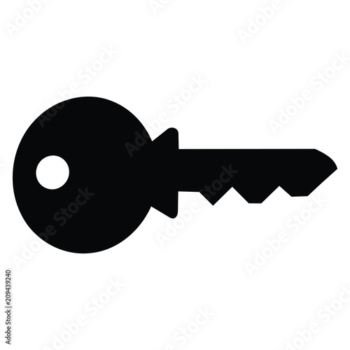 A black and white silhouette of a key