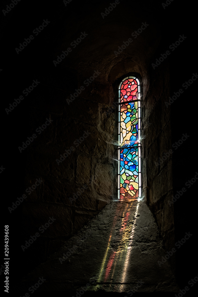 Sunlight through stained glass window Stock Photo Adobe Stock