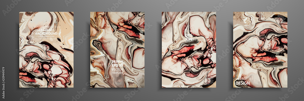 Obraz premium Mixture of acrylic paints. Liquid marble texture. Fluid art. Applicable for design cover, presentation, invitation, flyer, annual report, poster and business card, desing packaging. Modern artwork.