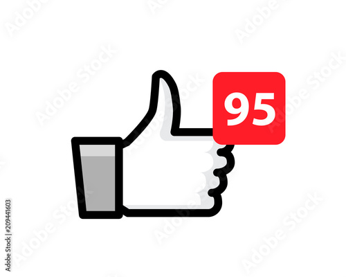 Thumbs up like social network icon. New likes number appreciation online. Web blogging concept.