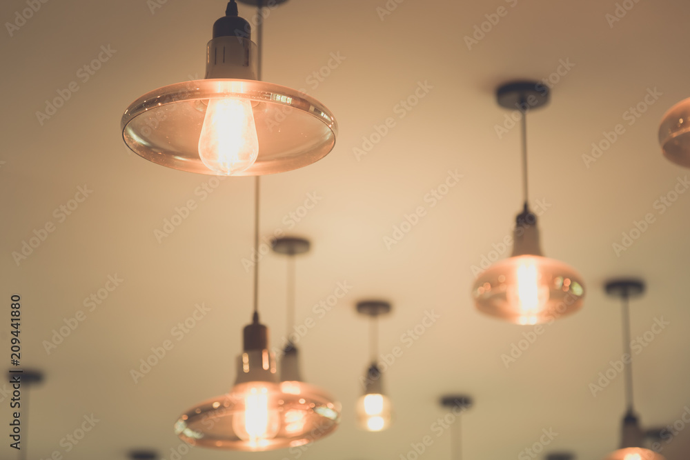 Lightbulbs on ceiling